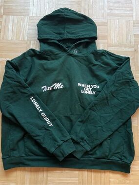 LONELY GHOST Dark Green 'Text Me' Heavyweight Hoodie